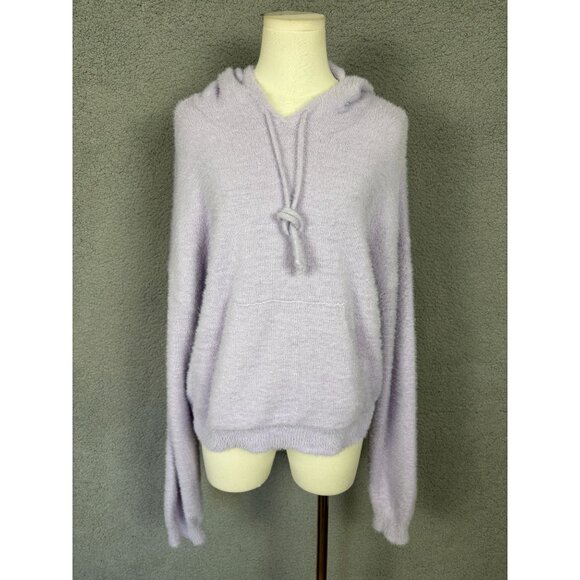 Hippie Rose  Juniors' Fuzzy Dropped-Shoulder Hoodie Lavender HazePurple XL NWT's - Picture 1 of 8